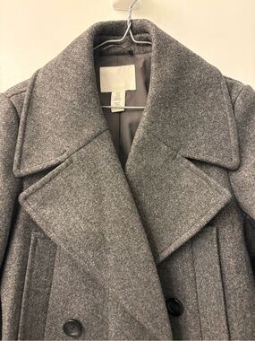 H&M Grey Double-Breasted Pea Coat